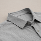 Men's Relaxed Linen-Texture Shirt with Spread Collar