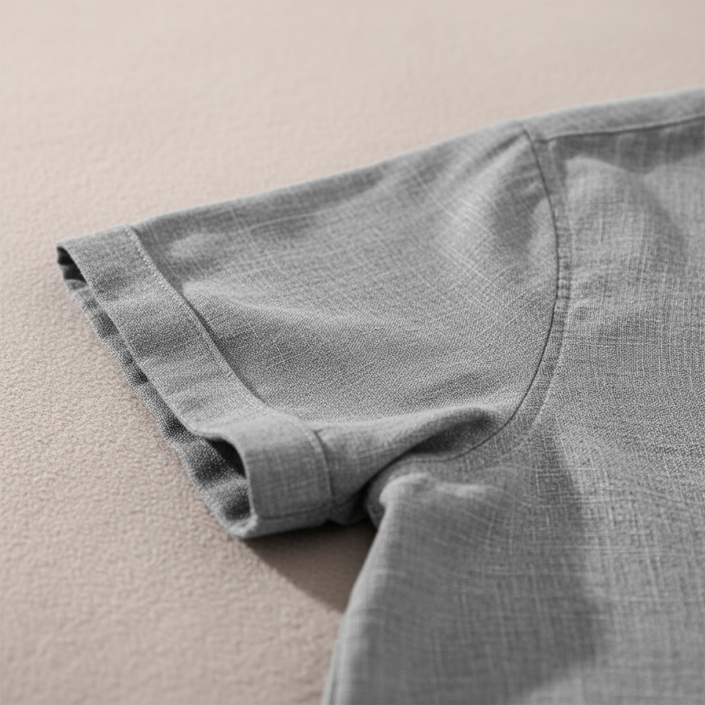 Men's Relaxed Linen-Texture Shirt with Spread Collar