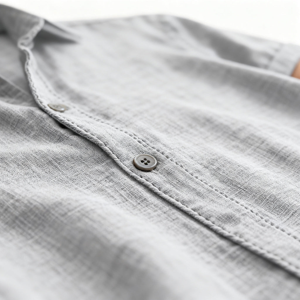 Men's Relaxed Linen-Texture Shirt with Spread Collar