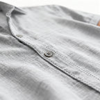 Men's Relaxed Linen-Texture Shirt with Spread Collar