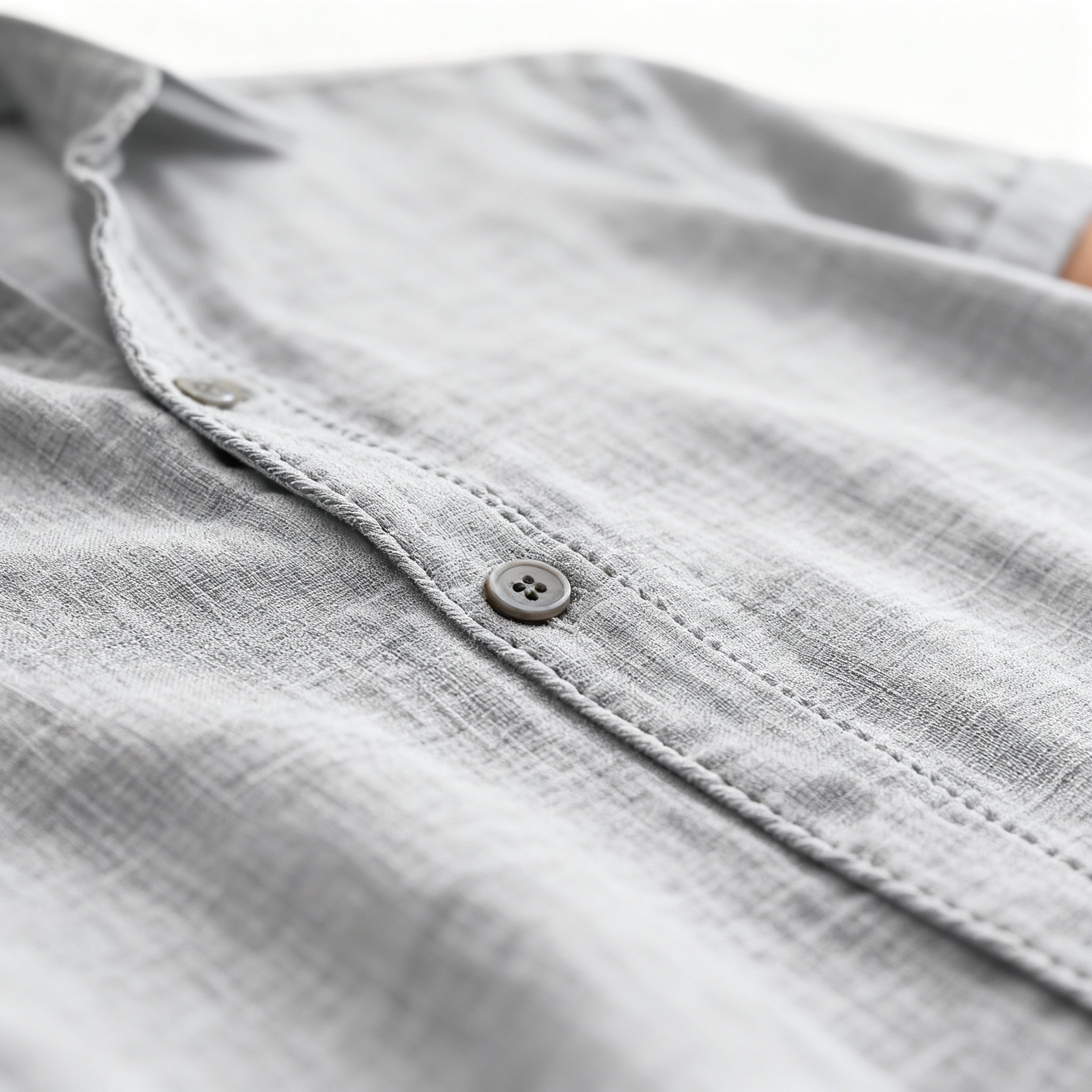 Men's Relaxed Linen-Texture Shirt with Spread Collar