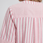 Women's Linen Blend Blouse with Asymmetrical Panel Design