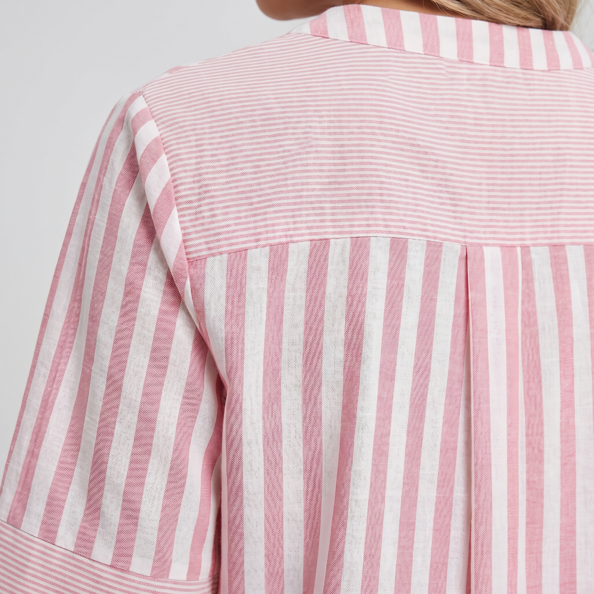 Women's Linen Blend Blouse with Asymmetrical Panel Design