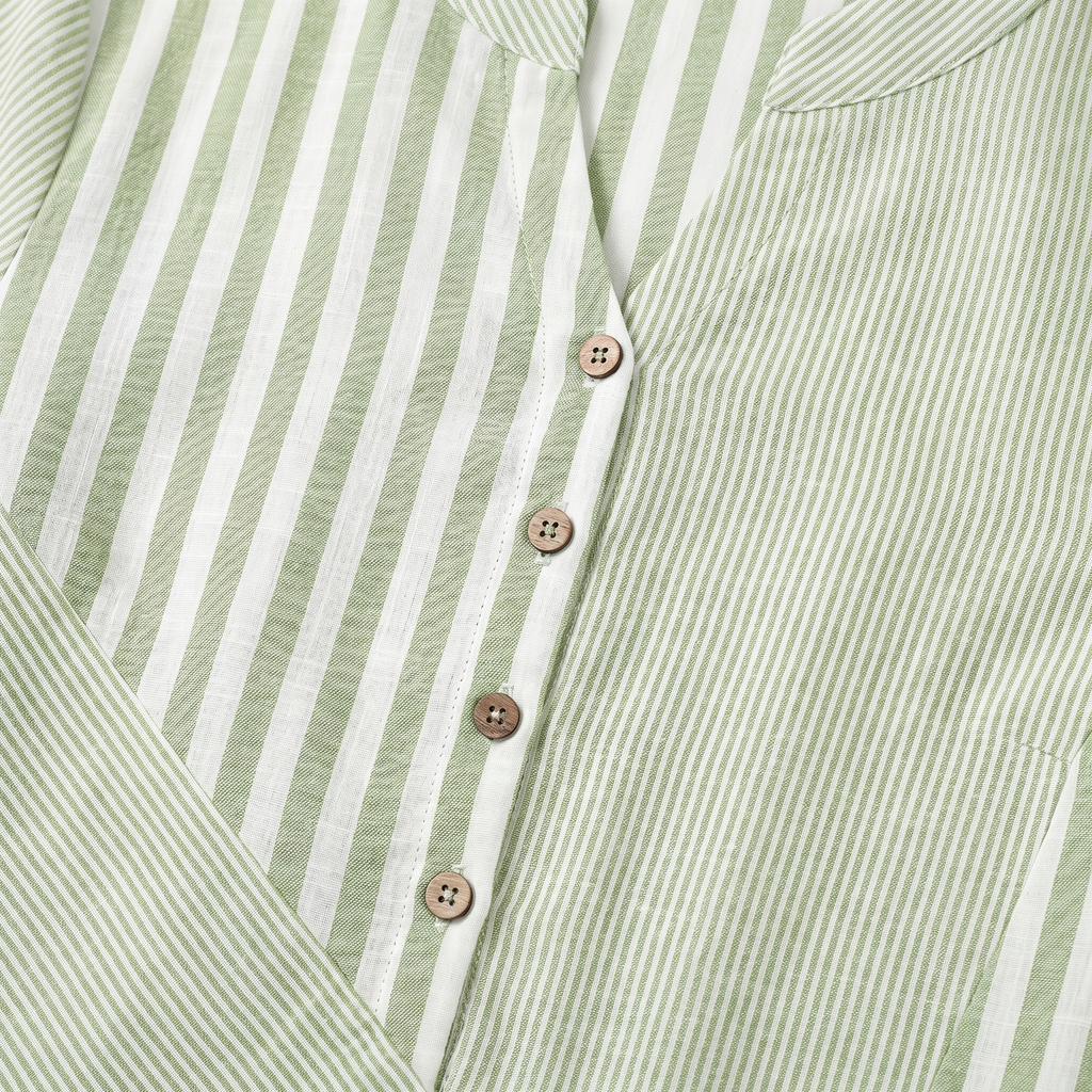 Women's Linen Blend Blouse with Asymmetrical Panel Design