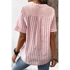 Women's Linen Blend Blouse with Asymmetrical Panel Design