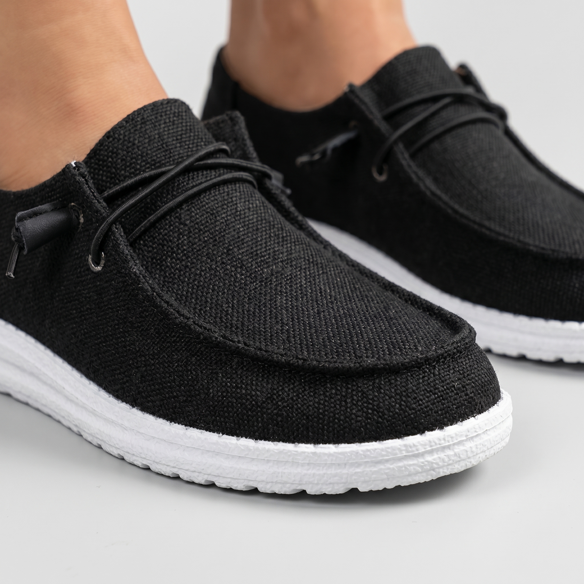 Women's Linen Slip-On Loafers with Elastic Laces