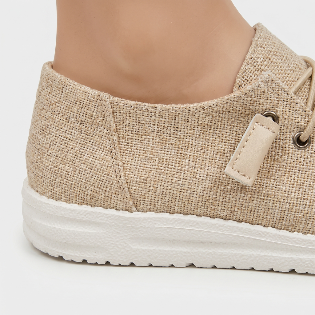Women's Linen Slip-On Loafers with Elastic Laces