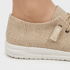 Women's Linen Slip-On Loafers with Elastic Laces