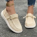 Women's Linen Slip-On Loafers with Elastic Laces