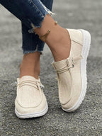 Women's Linen Slip-On Loafers with Elastic Laces