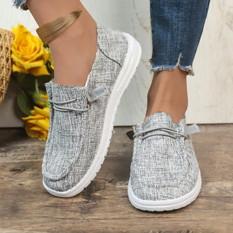 Women's Linen Slip-On Loafers with Elastic Laces