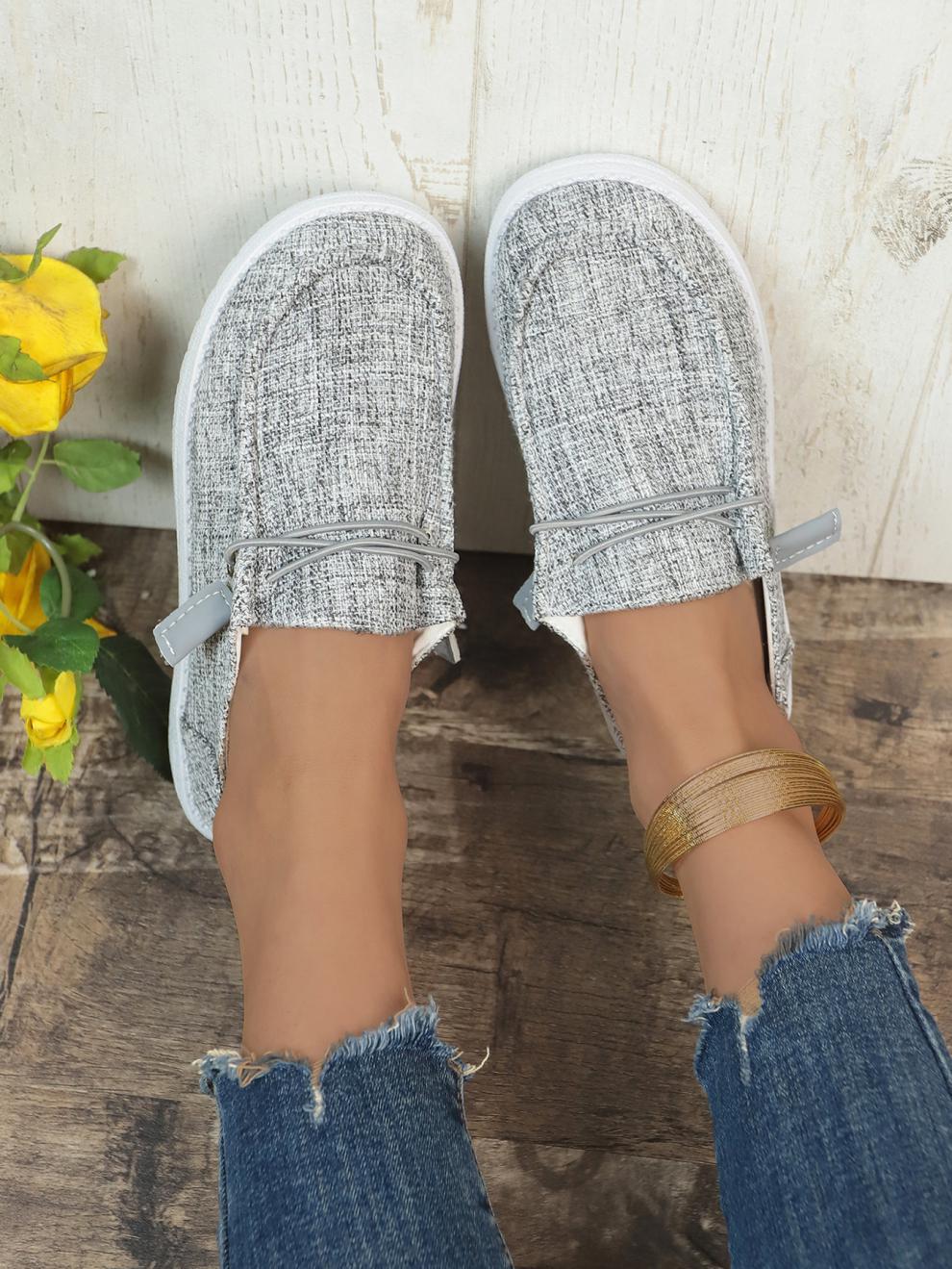 Women's Linen Slip-On Loafers with Elastic Laces