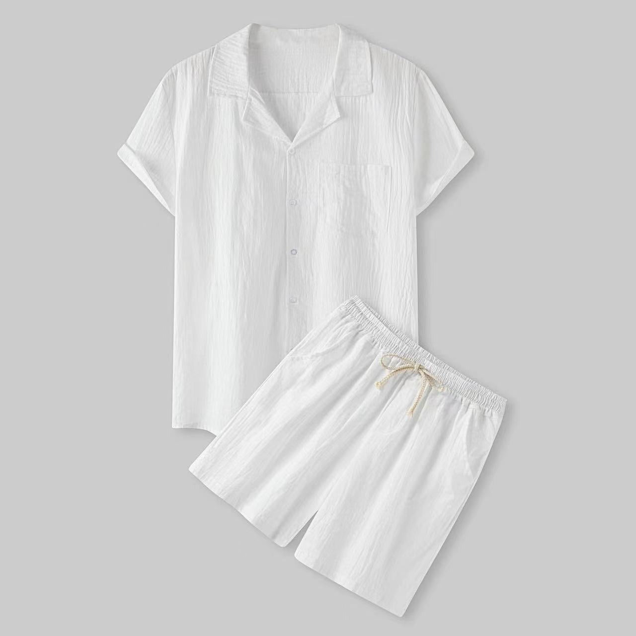 Men's Relaxed Linen Co-Ord Set with Cuban Collar