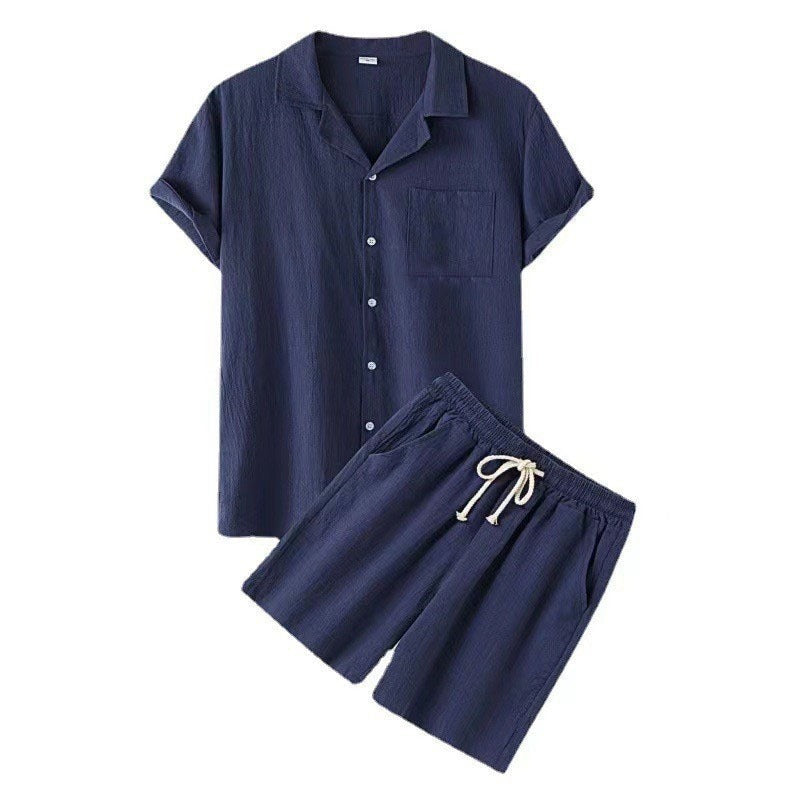Men's Relaxed Linen Co-Ord Set with Cuban Collar