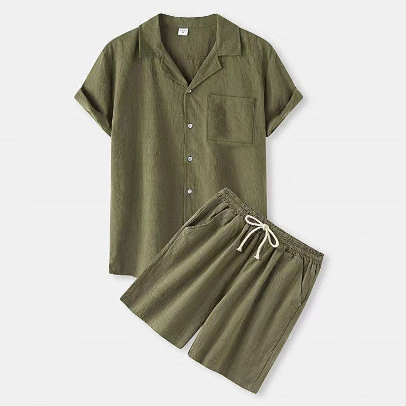 Men's Relaxed Linen Co-Ord Set with Cuban Collar