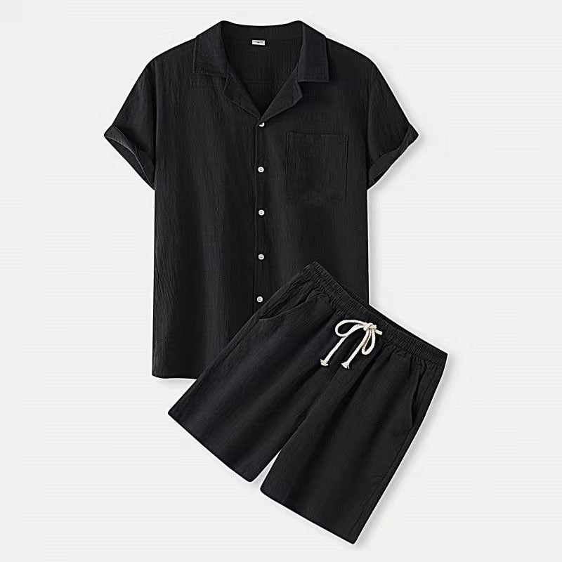 Men's Relaxed Linen Co-Ord Set with Cuban Collar