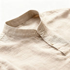 Men's Classic Linen Henley Shirt with Rolled Cuffs
