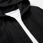Men's Relaxed Linen Hooded Shirt with Drawstring