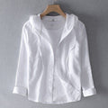 Men's Relaxed Linen Hooded Shirt with Drawstring