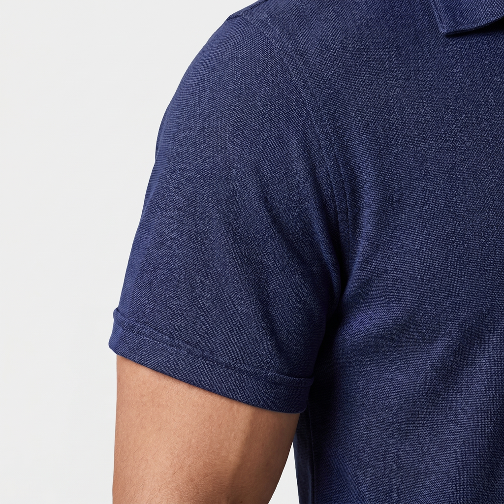 Men's Relaxed Linen Polo Shirt with Half-Button Placket