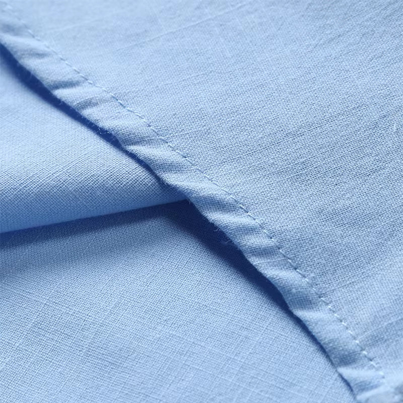 Men's Relaxed Linen Polo Shirt with Half-Button Placket