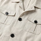 Men's Relaxed Linen Jacket with Four Flap Pockets