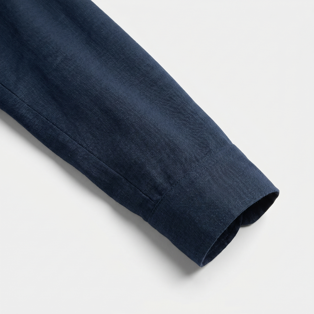 Men's Relaxed Linen Jacket with Four Flap Pockets