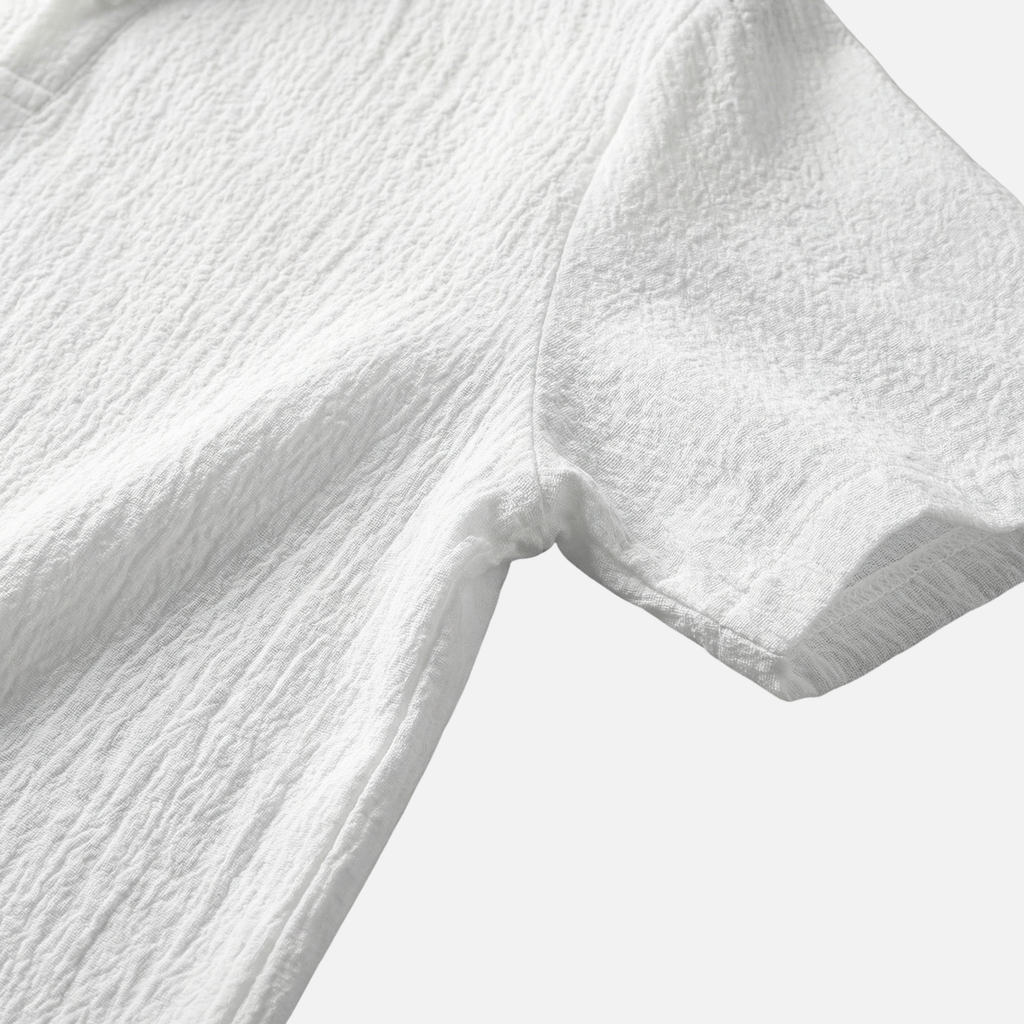 Men's Short-Sleeve Linen Set with Drawstring Waist Pants