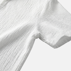 Men's Short-Sleeve Linen Set with Drawstring Waist Pants