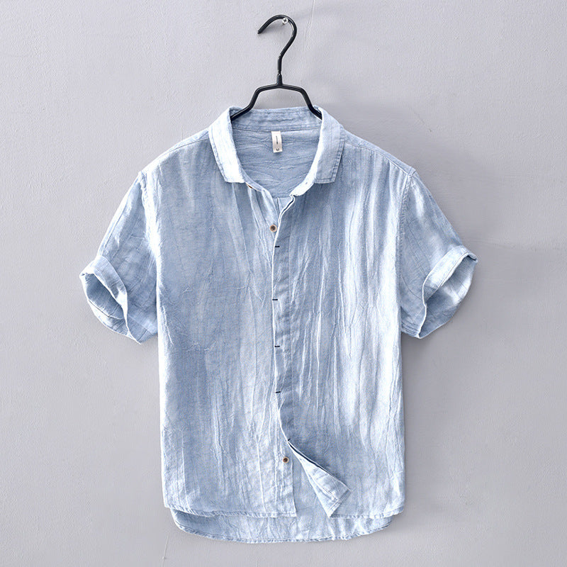 Men's Relaxed Linen Shirt with Rolled Cuffs
