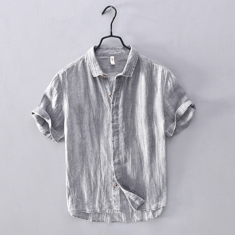 Men's Relaxed Linen Shirt with Rolled Cuffs