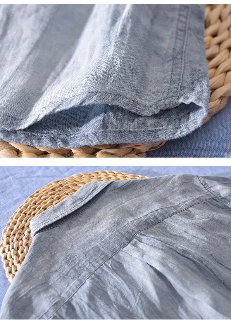 Men's Relaxed Linen Shirt with Rolled Cuffs