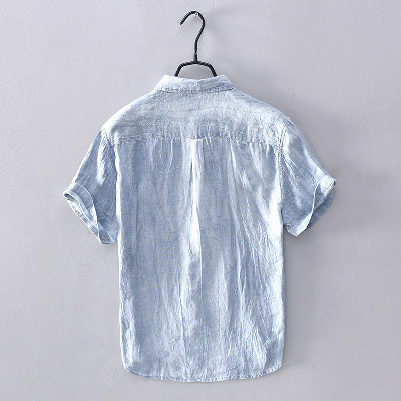 Men's Relaxed Linen Shirt with Rolled Cuffs