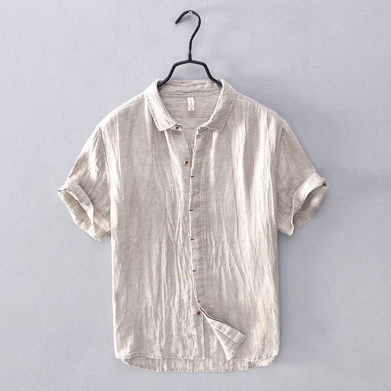 Men's Relaxed Linen Shirt with Rolled Cuffs
