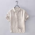 Men's Relaxed Linen Shirt with Rolled Cuffs