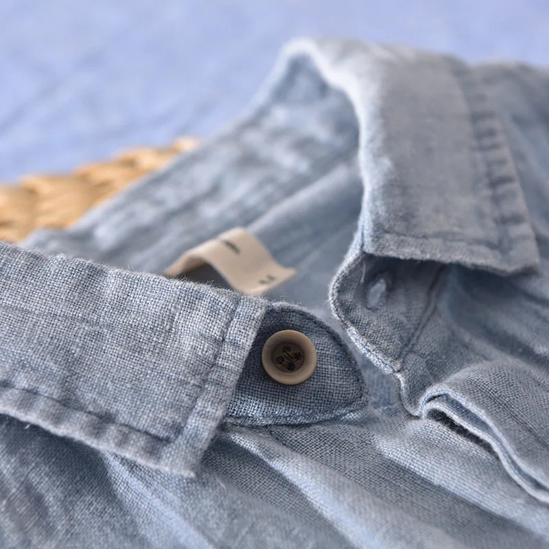 Men's Relaxed Linen Shirt with Rolled Cuffs