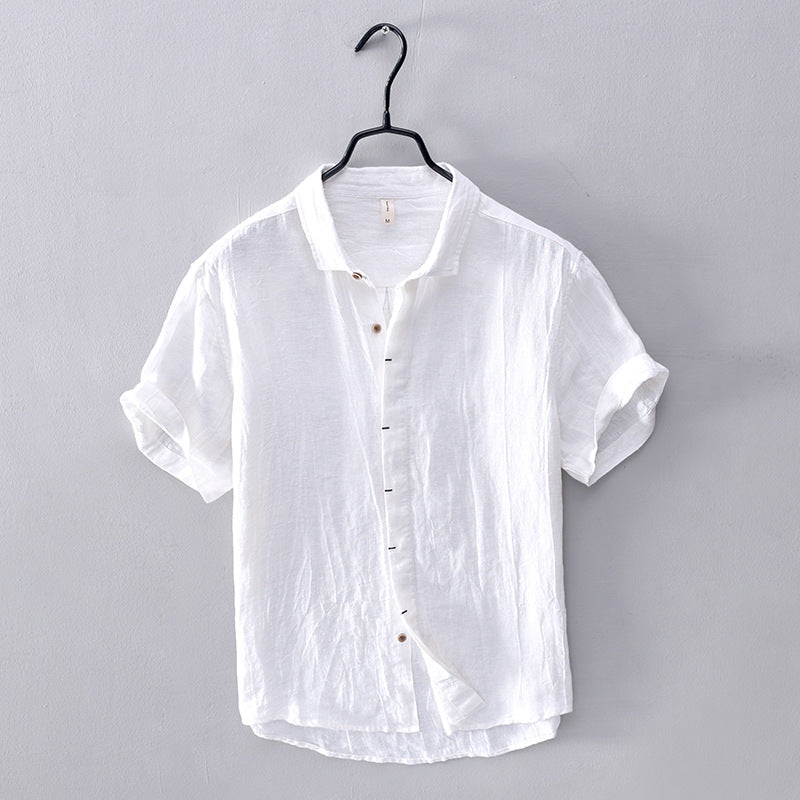 Men's Relaxed Linen Shirt with Rolled Cuffs