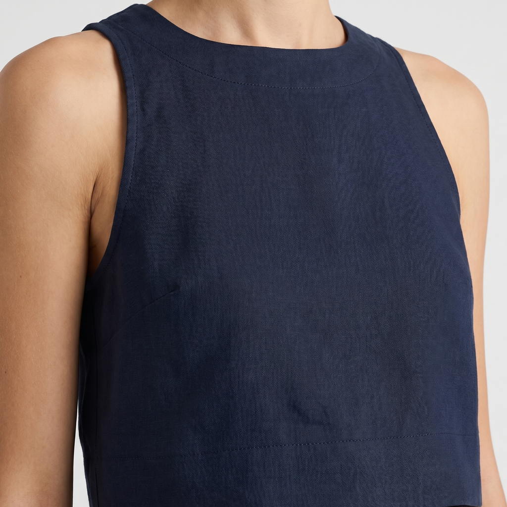 Women's Linen Two-Piece Set with Wide-Leg Trousers
