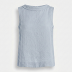 Women's Linen Sleeveless Top with Roll Collar