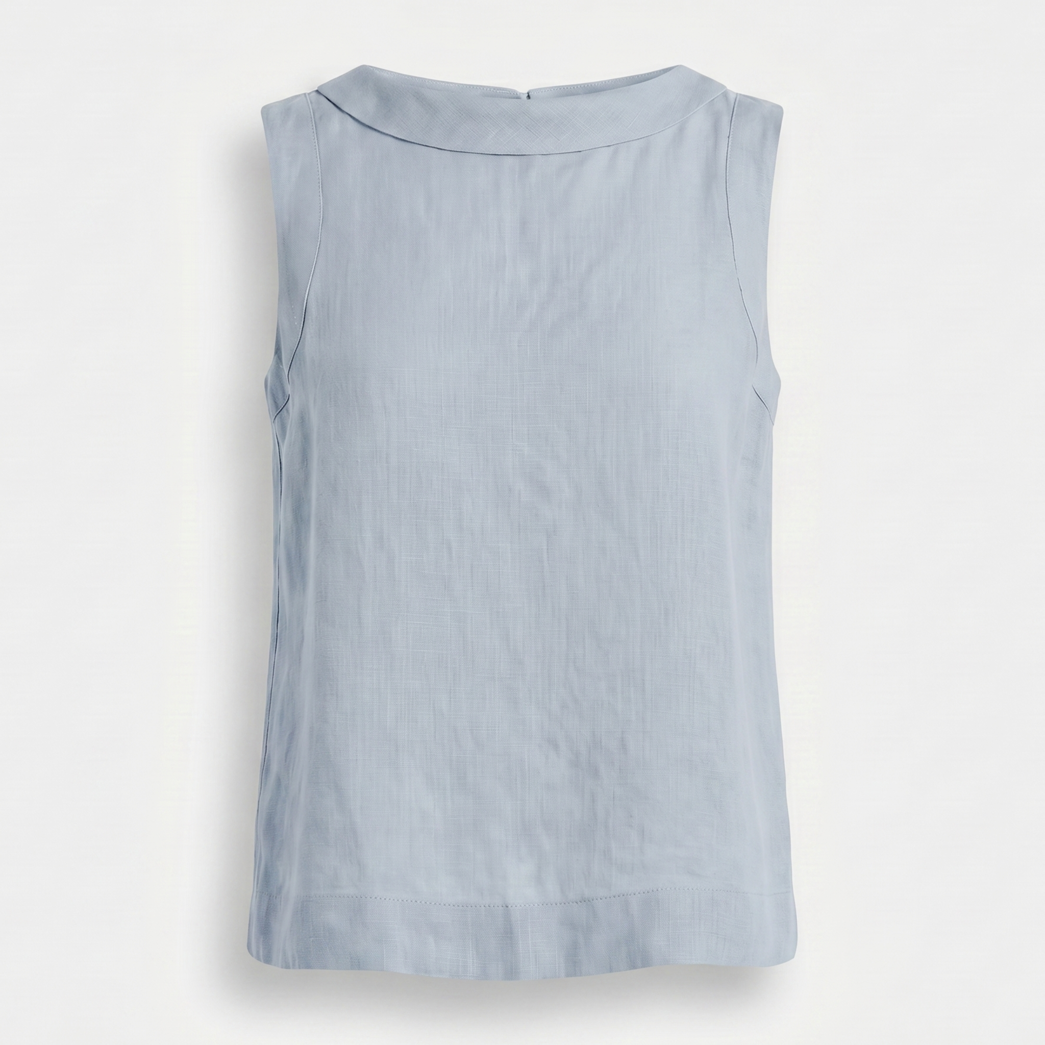 Women's Linen Sleeveless Top with Roll Collar