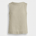 Women's Linen Sleeveless Top with Roll Collar