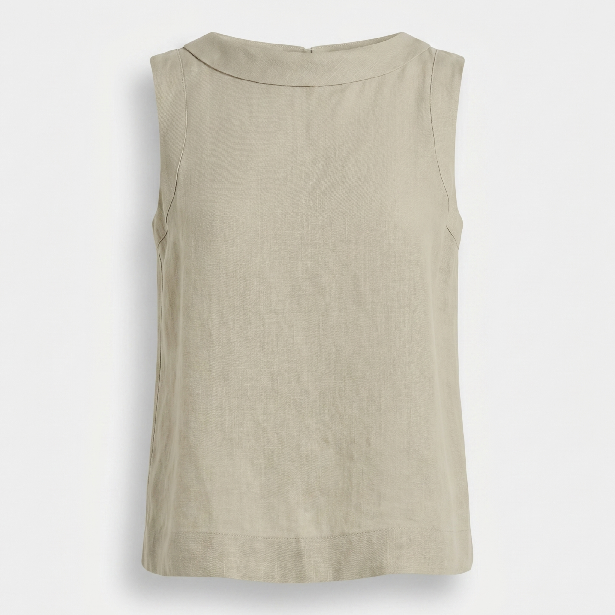 Women's Linen Sleeveless Top with Roll Collar