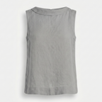 Women's Linen Sleeveless Top with Roll Collar