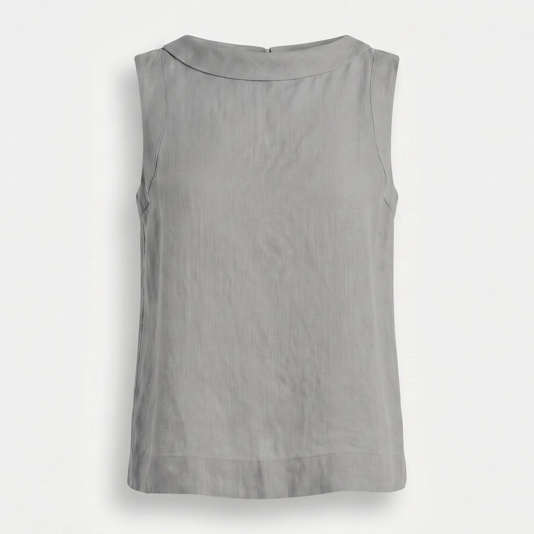 Women's Linen Sleeveless Top with Roll Collar
