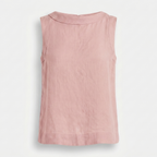 Women's Linen Sleeveless Top with Roll Collar