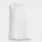 Women's Linen Sleeveless Top with Roll Collar