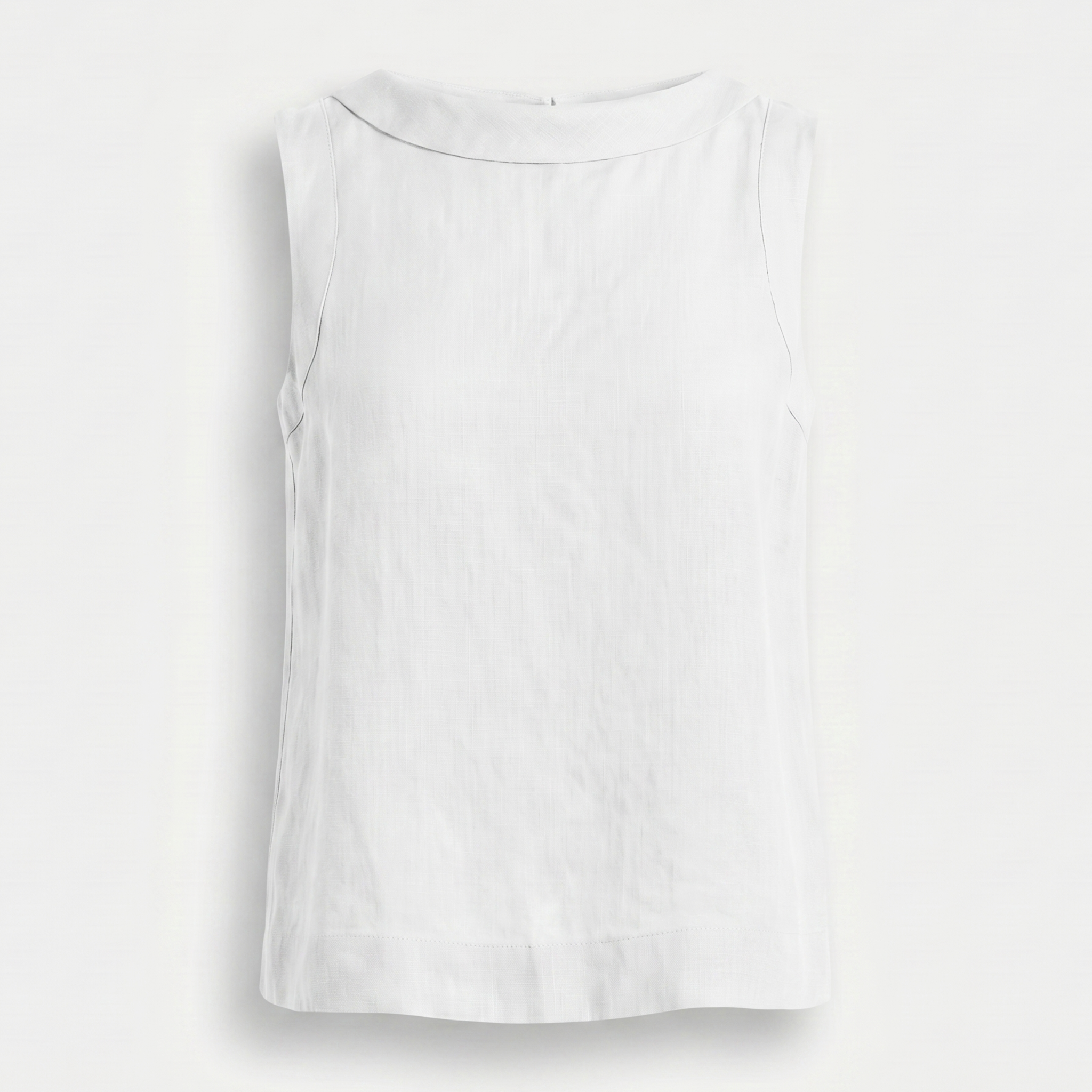 Women's Linen Sleeveless Top with Roll Collar