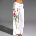 Women's Linen Wide-Leg Pants with Drawstring Waist