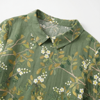 Women's Linen Rose Print Shirt with Peter Pan Collar