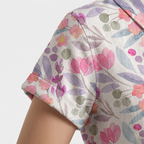 Women's Linen Rose Print Shirt with Peter Pan Collar